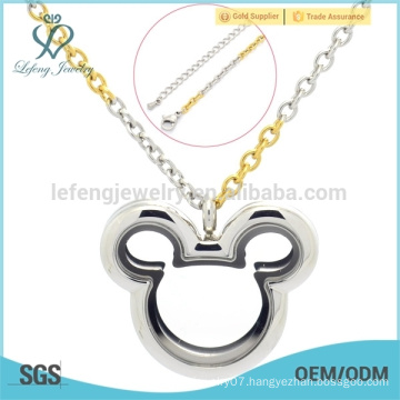 3mm 18"+2" new 316l stainless steel long chain locket pendant necklace, silver and gold chunky rolo chain jewelry design